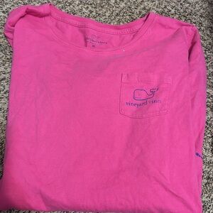Vineyard Vines Bright Pink Tee with Logo